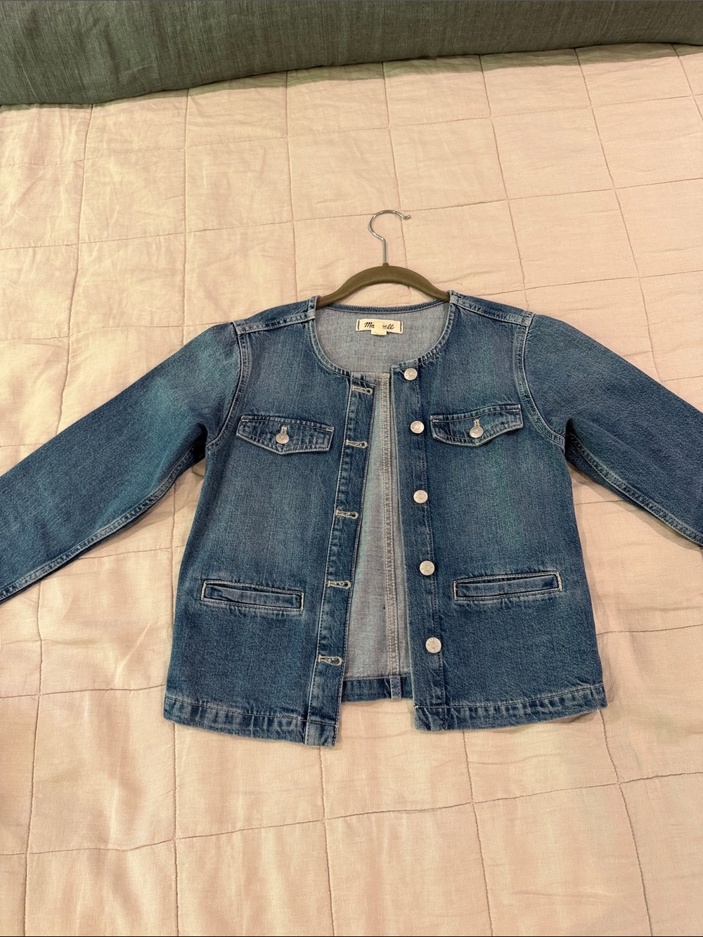 Madewell Collar-less Denim Button-Front Women’s Jacket - Blue